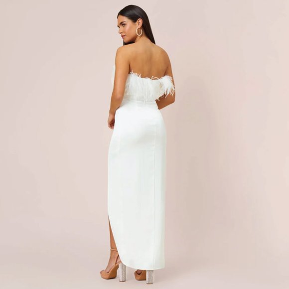 Aidan Mattox Ivory Feather Dress Size 4M - Picture 6 of 7